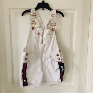 NWT GIRLS White denim striped Jean shortall girls Size 4